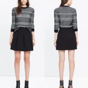 Madewell | Black Jacquard Pleated Mini Skirt