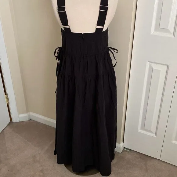 Madewell Poplin Halter Tiered Midi Dress Black Size 2 NWT