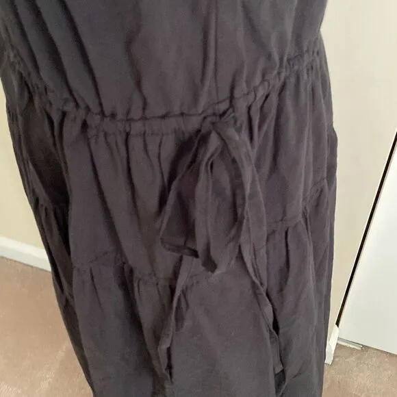 Madewell Poplin Halter Tiered Midi Dress Black Size 2 NWT