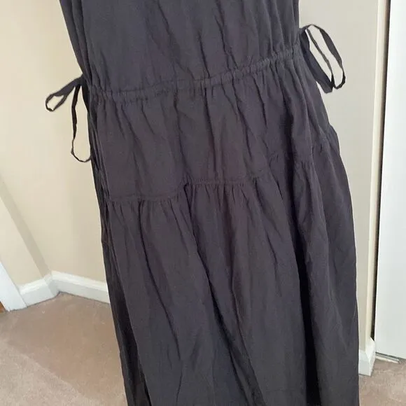Madewell Poplin Halter Tiered Midi Dress Black Size 2 NWT