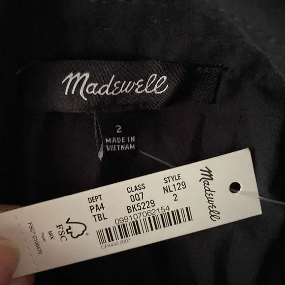 Madewell Poplin Halter Tiered Midi Dress Black Size 2 NWT