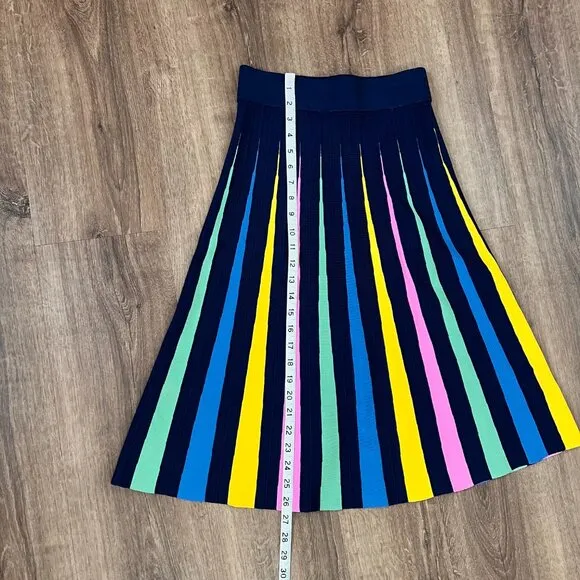 Maeve by Anthropologie Pleated Pastel Rainbow Midi Twirl Skirt Sz S