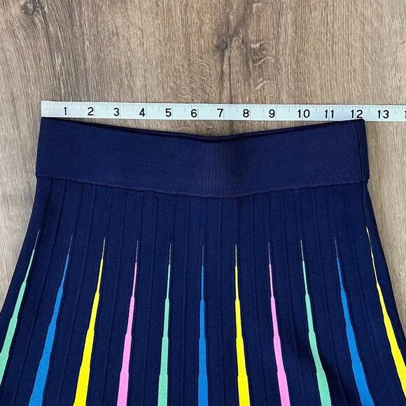 Maeve by Anthropologie Pleated Pastel Rainbow Midi Twirl Skirt Sz S