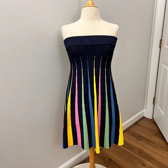 Maeve by Anthropologie Pleated Pastel Rainbow Midi Twirl Skirt Sz S