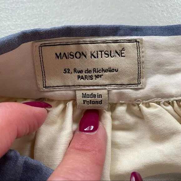 MAISON KITSUNE Pleated Striped Skater Skirt