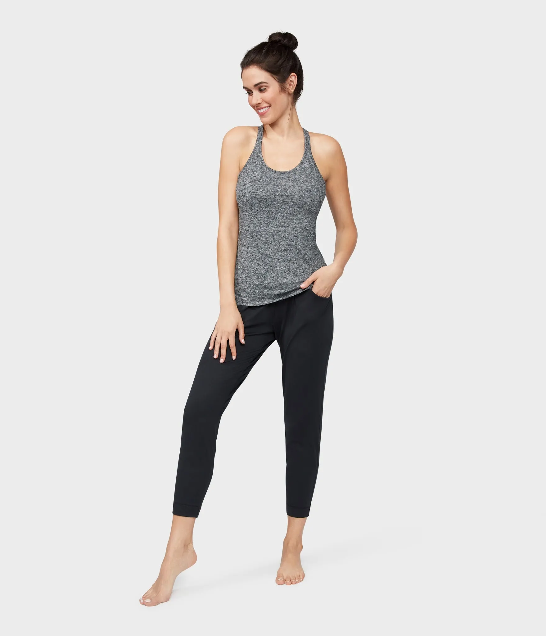 Manduka Apparel - Women's Anywhere Racerback Cami - Salt and Pepper