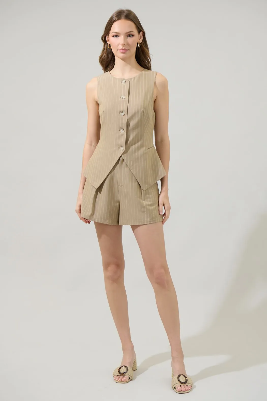Marbles Striped Chelsea Pleated Vest   Shorts