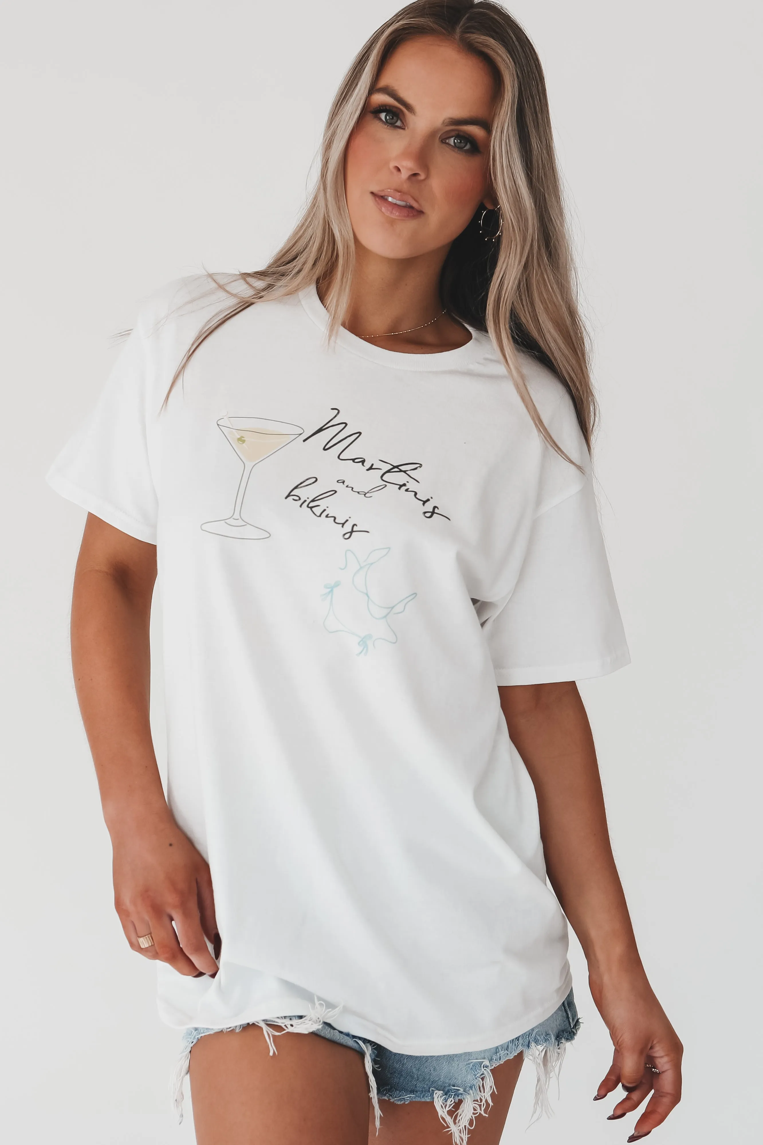 Martinis And Bikinis Oversized Graphic Tee
