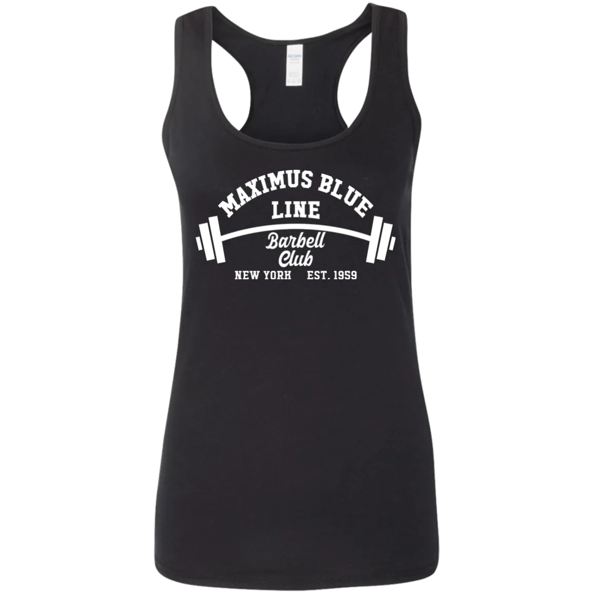 Maximus Blue Line Barbell Club Ladies Softstyle Racerback Tank