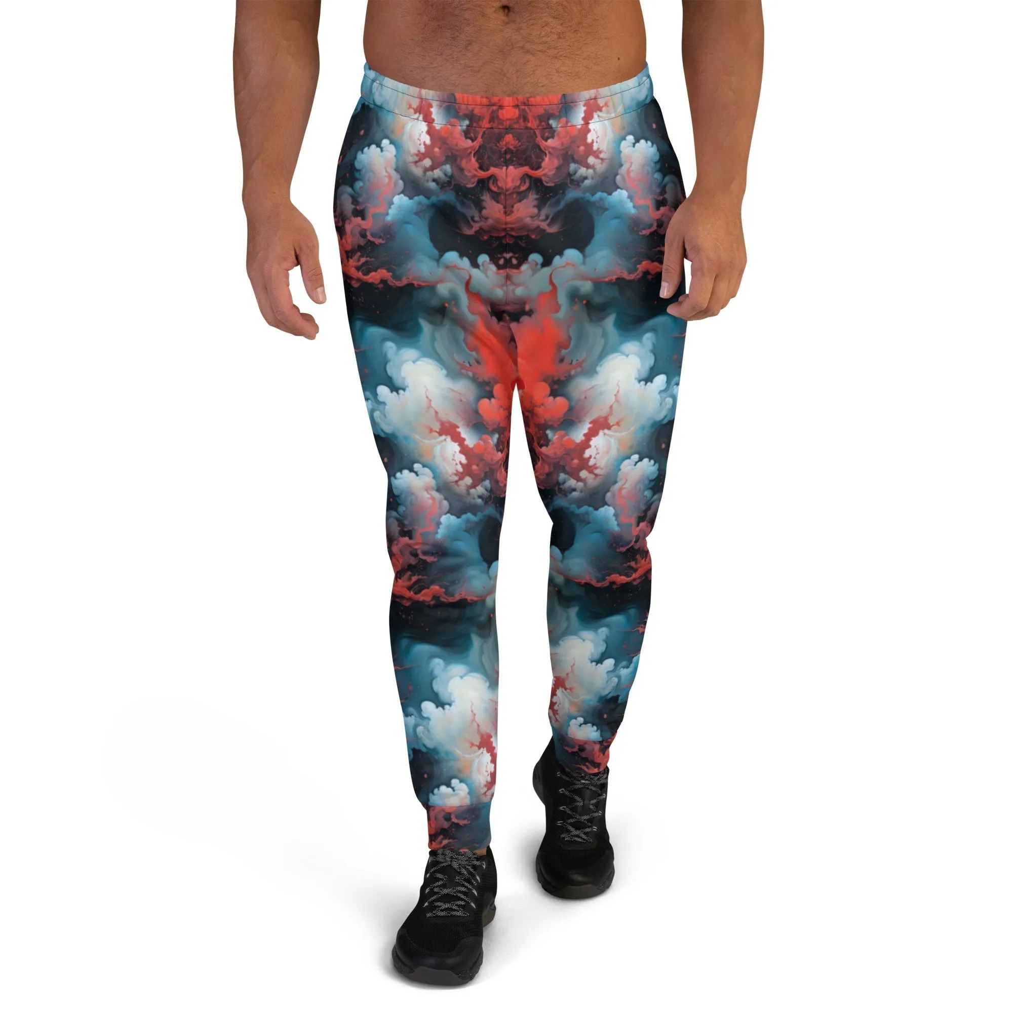 Men's Comfortable Joggers - Ethereal Crimson Flow - Light