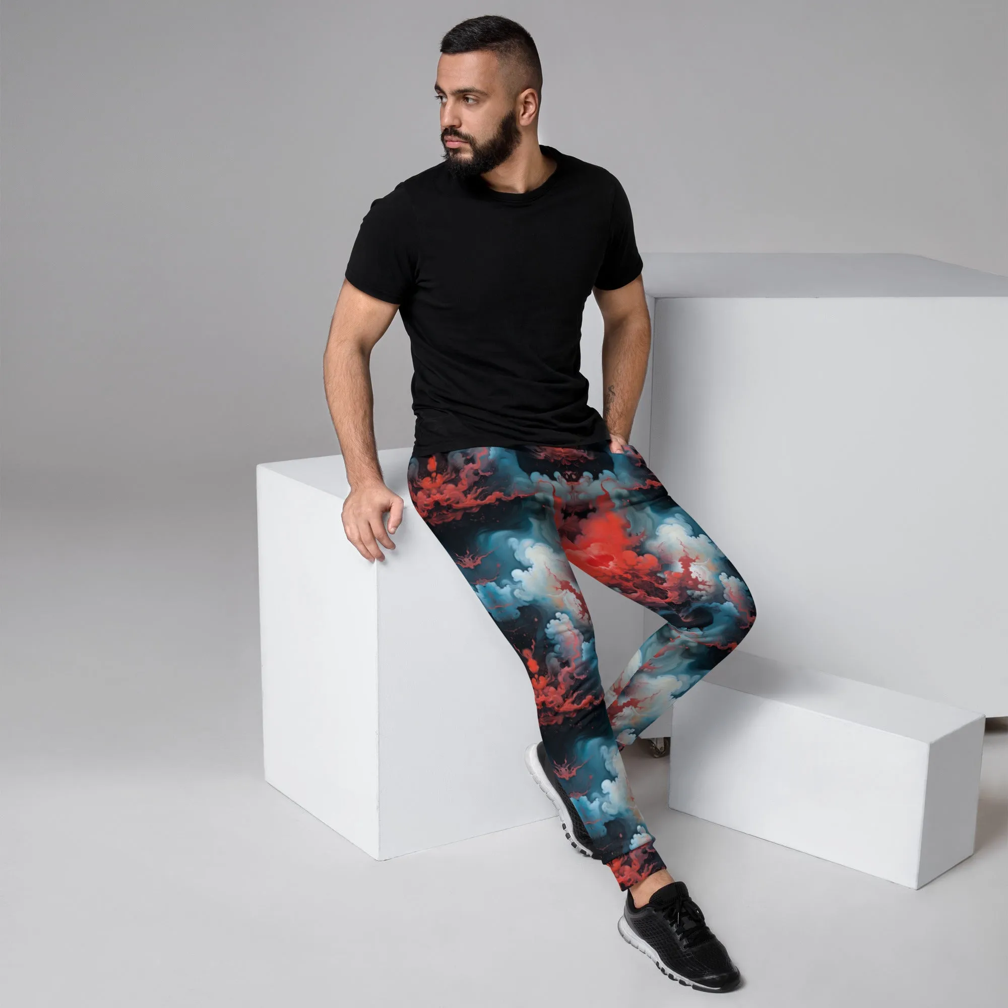 Men's Comfortable Joggers - Ethereal Crimson Flow - Light