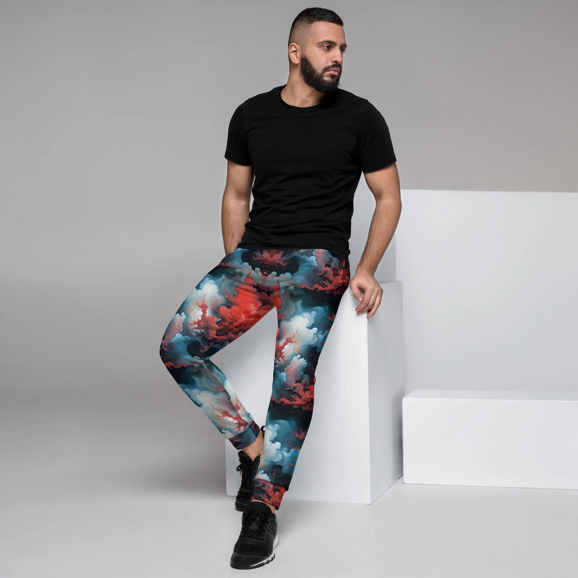 Men's Comfortable Joggers - Ethereal Crimson Flow - Light