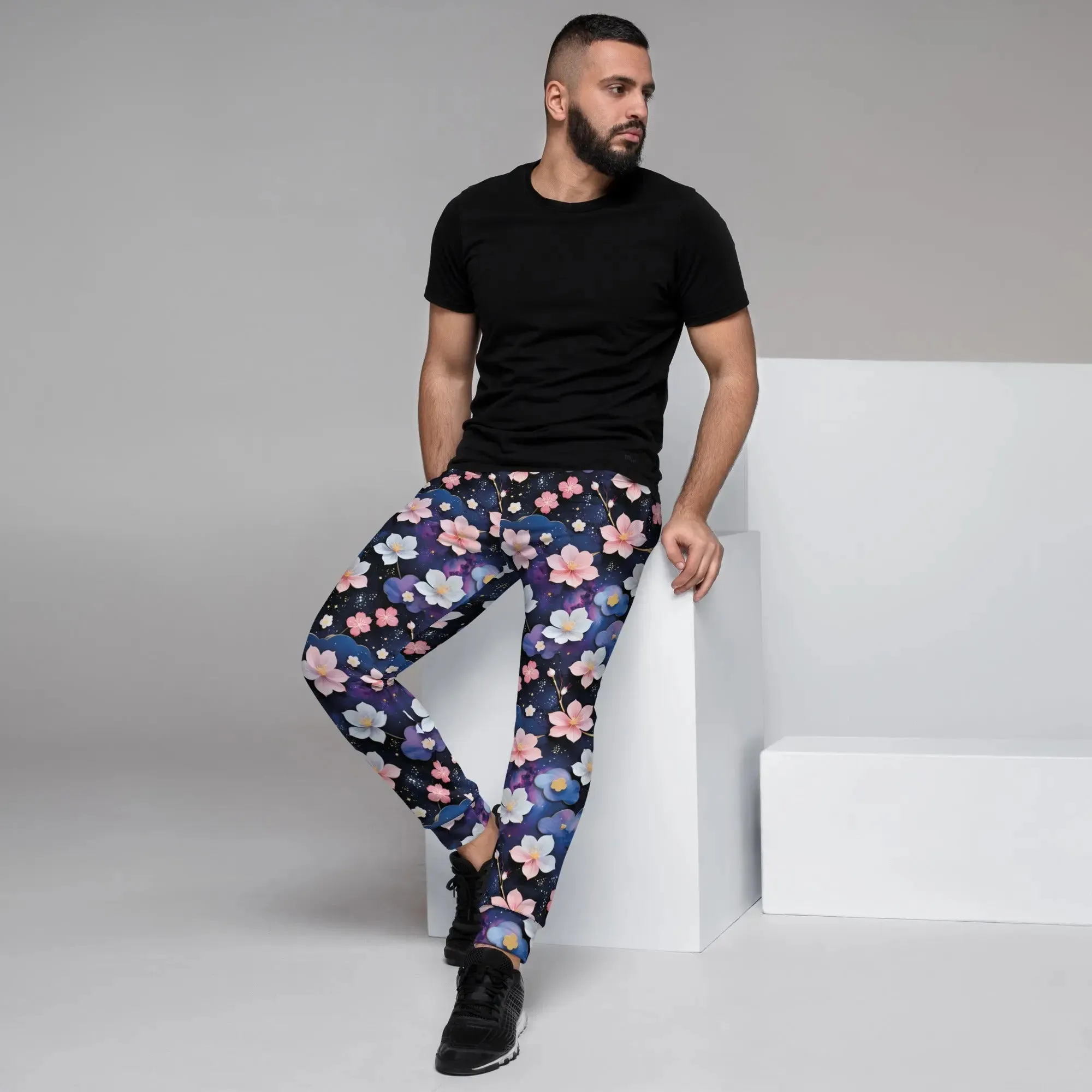 Men's Comfortable Joggers - Midnight Sakura