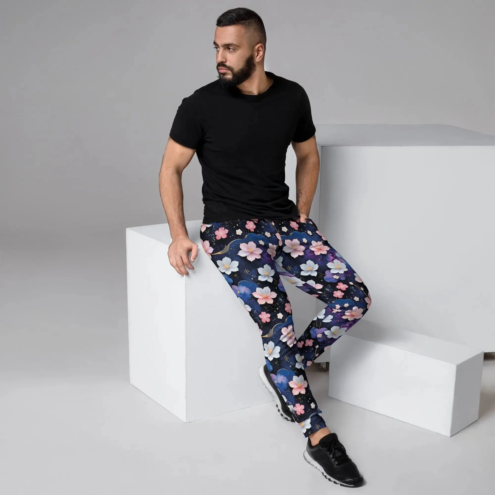 Men's Comfortable Joggers - Midnight Sakura