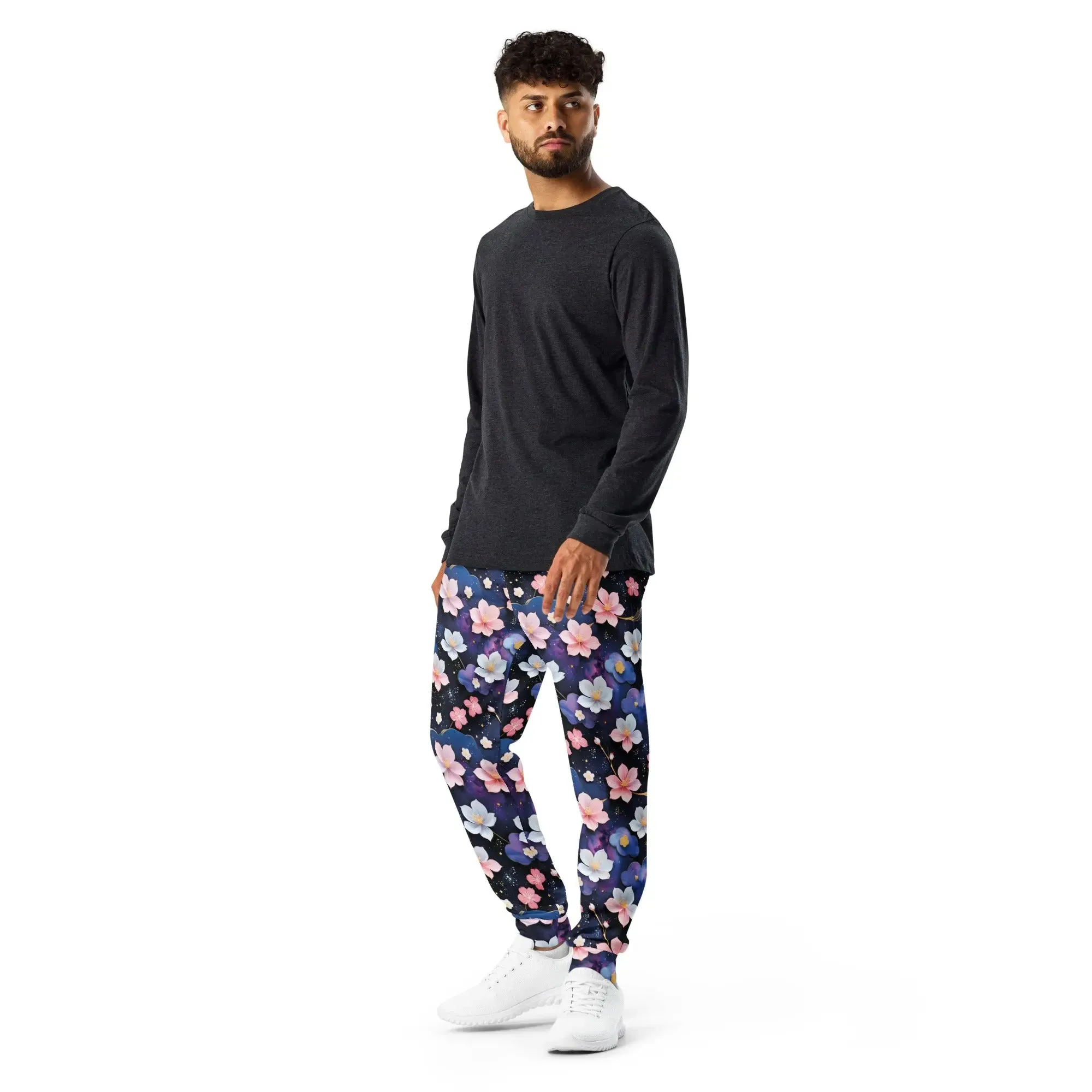 Men's Comfortable Joggers - Midnight Sakura