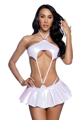 Metallic Iridescent Pleated Skirt - Pink 6640