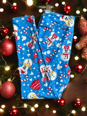Mickey & Minnie Snowmen W/Pockets Leggings