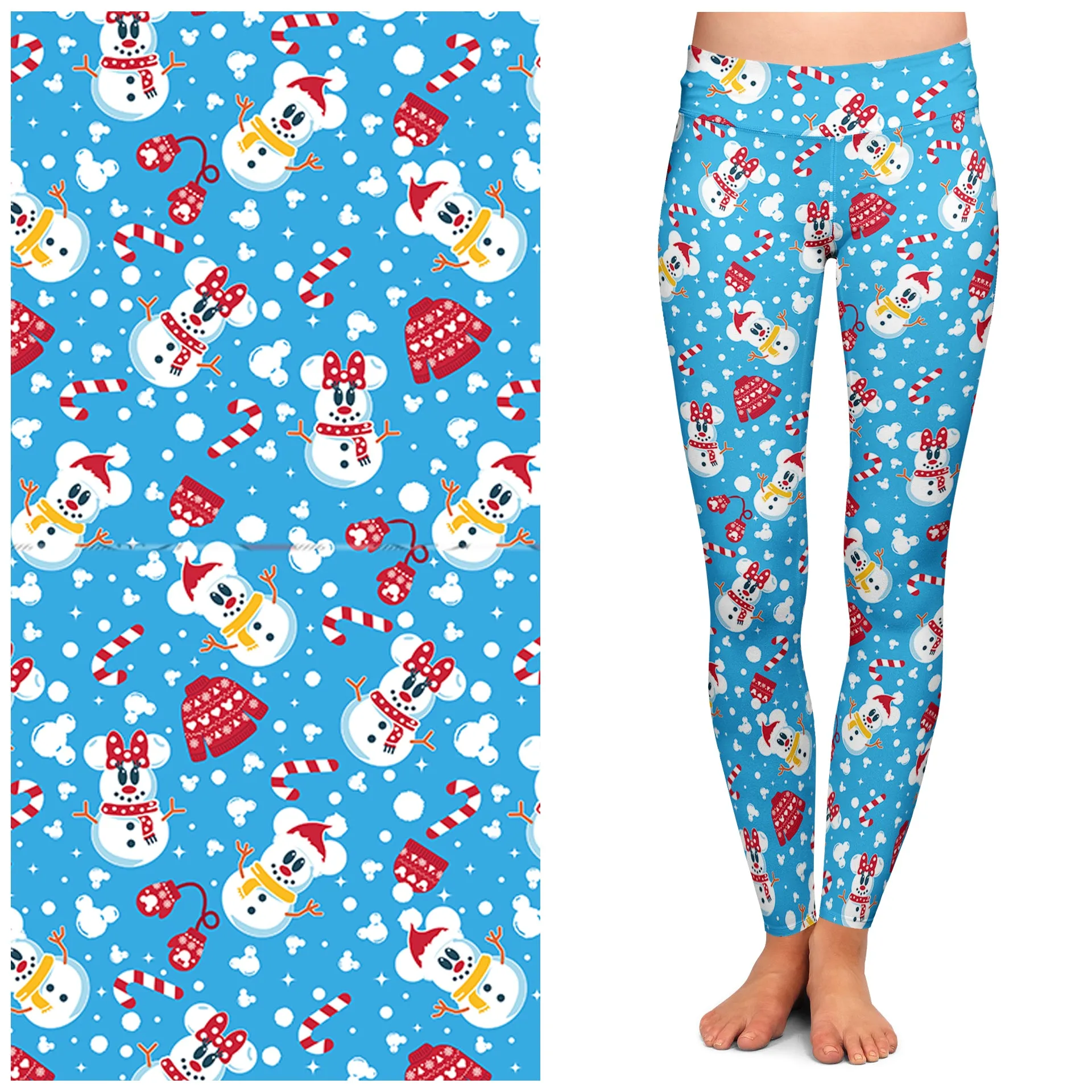 Mickey & Minnie Snowmen W/Pockets Leggings