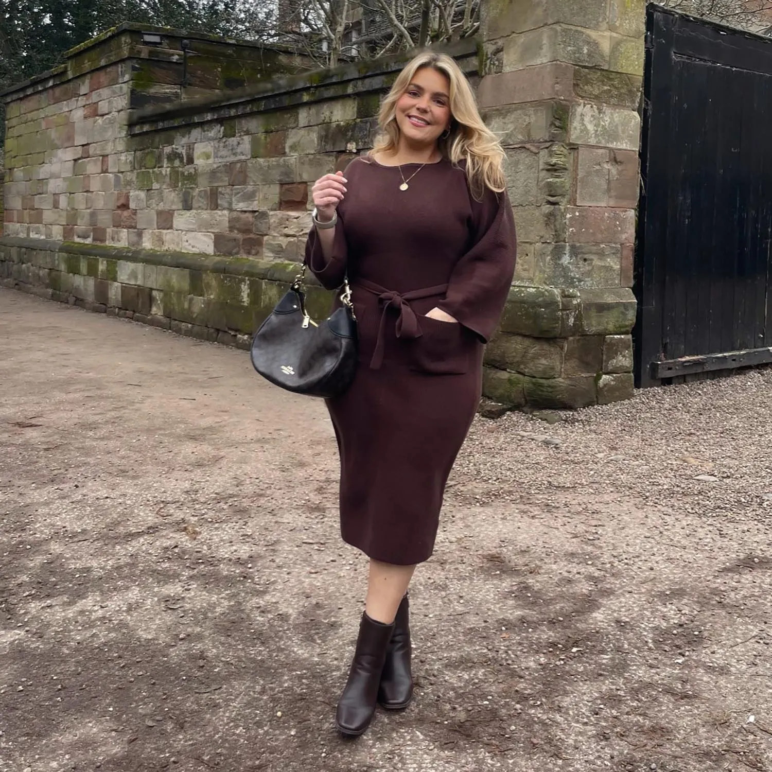 Midi Knitted Cocoon Dress - Hot Chocolate
