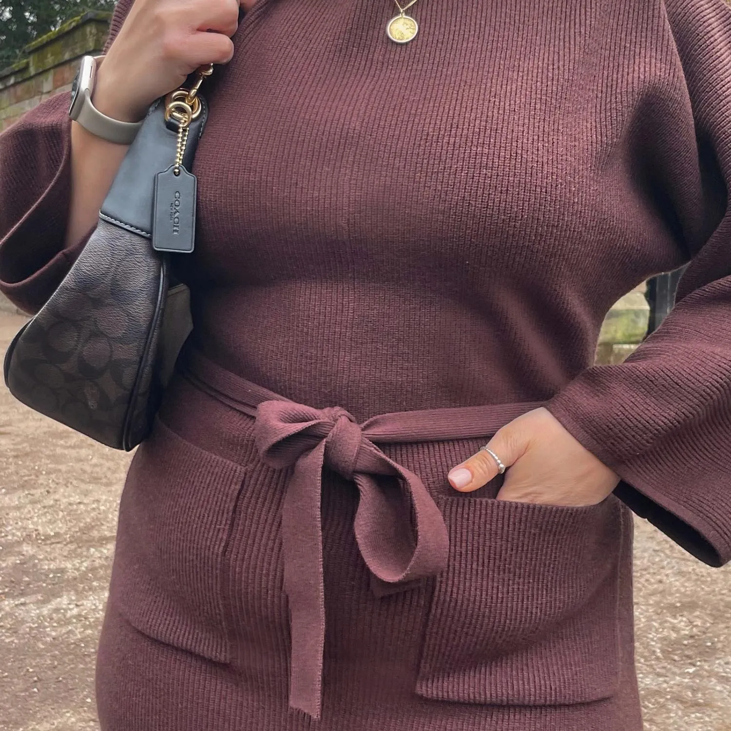 Midi Knitted Cocoon Dress - Hot Chocolate