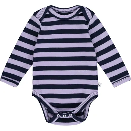 Midnight & Wisteria Stripe Long Sleeve Bodysuit