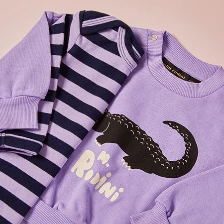 Midnight & Wisteria Stripe Long Sleeve Bodysuit
