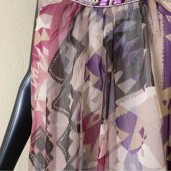 Midnight Velvet Multi Colors Beaded  (Top) Midi Dress. Sz L