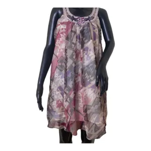 Midnight Velvet Multi Colors Beaded  (Top) Midi Dress. Sz L
