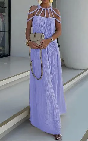 Mila - Modernes und raffiniertes Leinengemisch Drapierte Zöpfe Cover Up Maxikleid