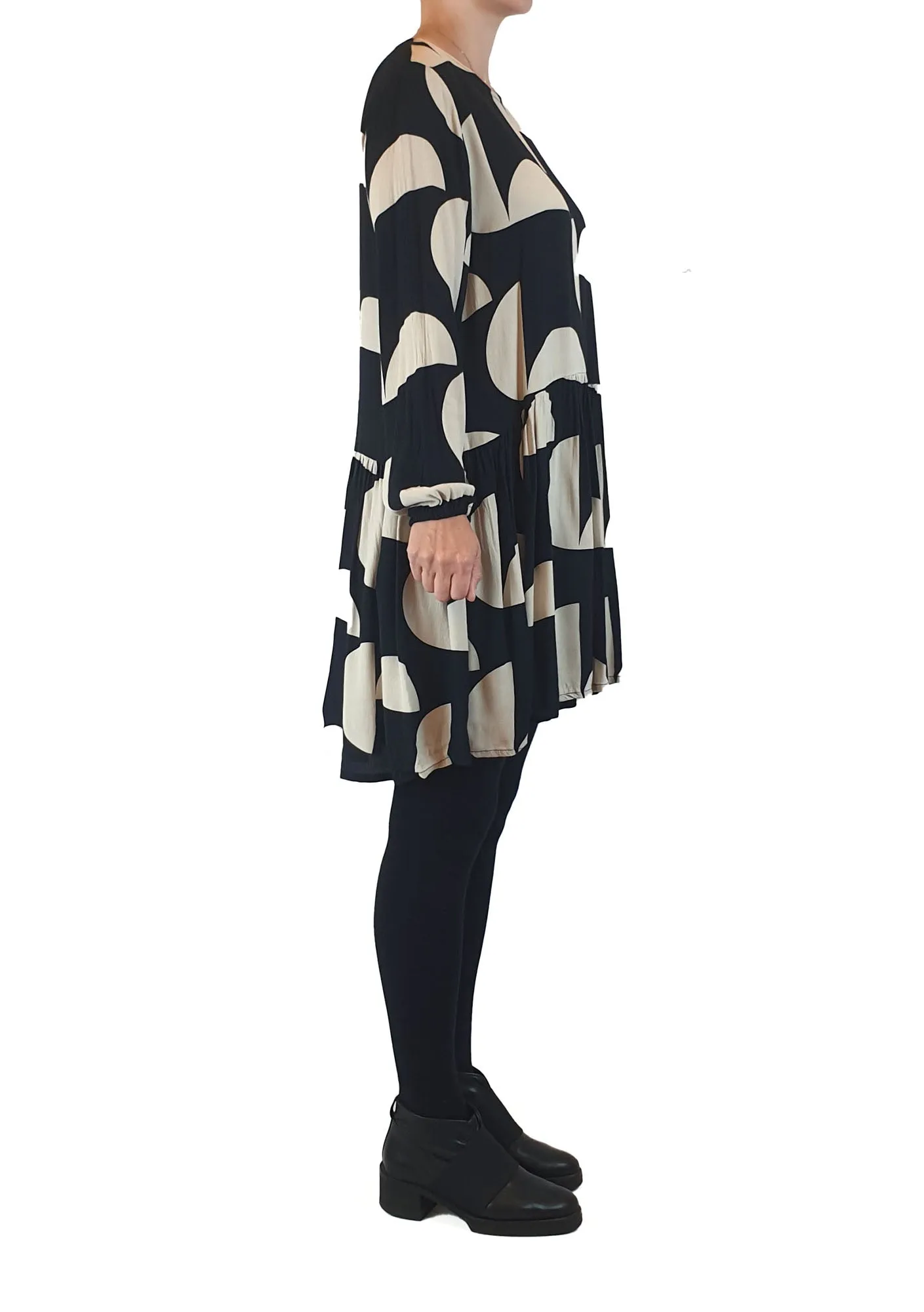 Mister Zimi black and white print long sleeve dress size 8