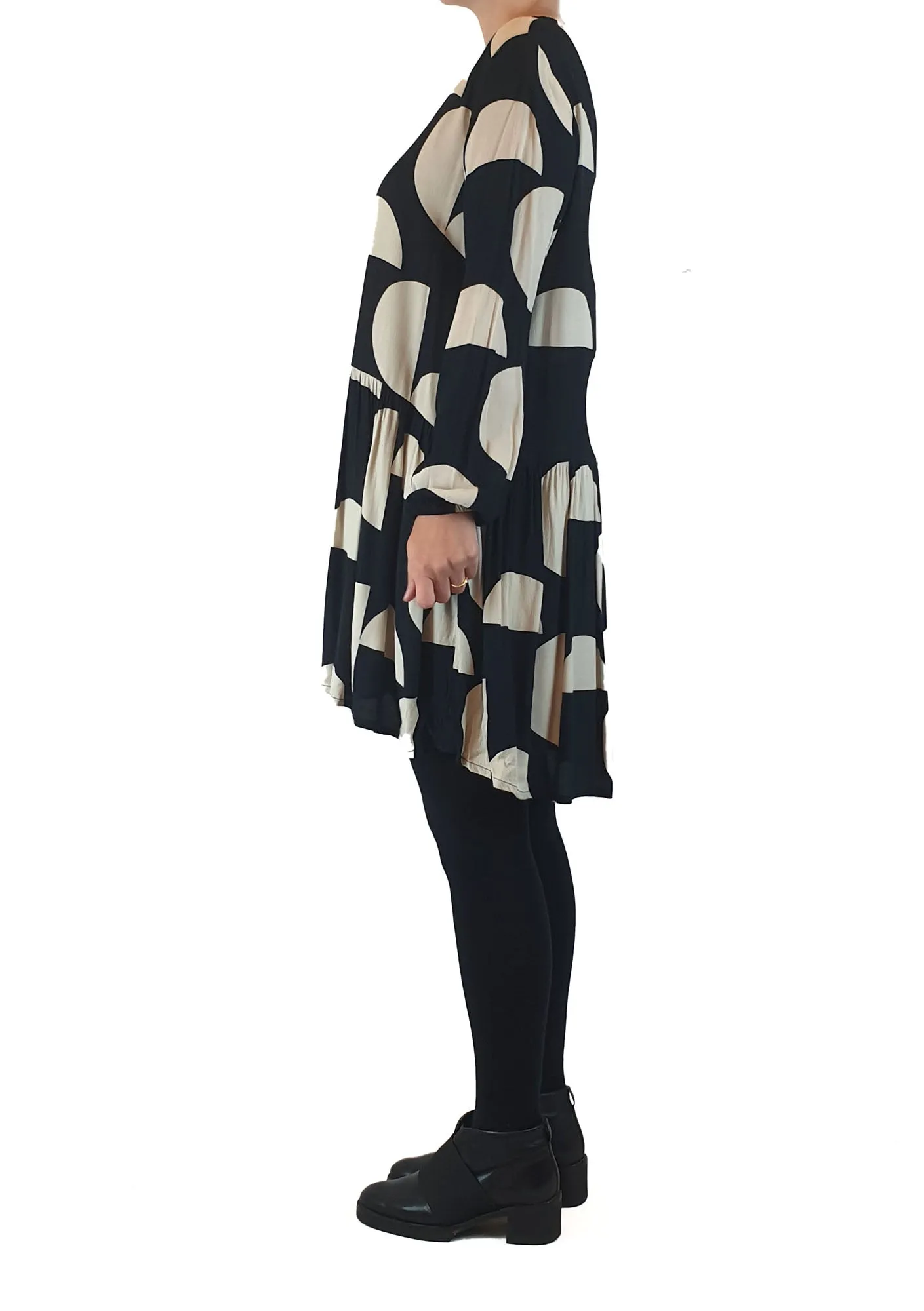 Mister Zimi black and white print long sleeve dress size 8
