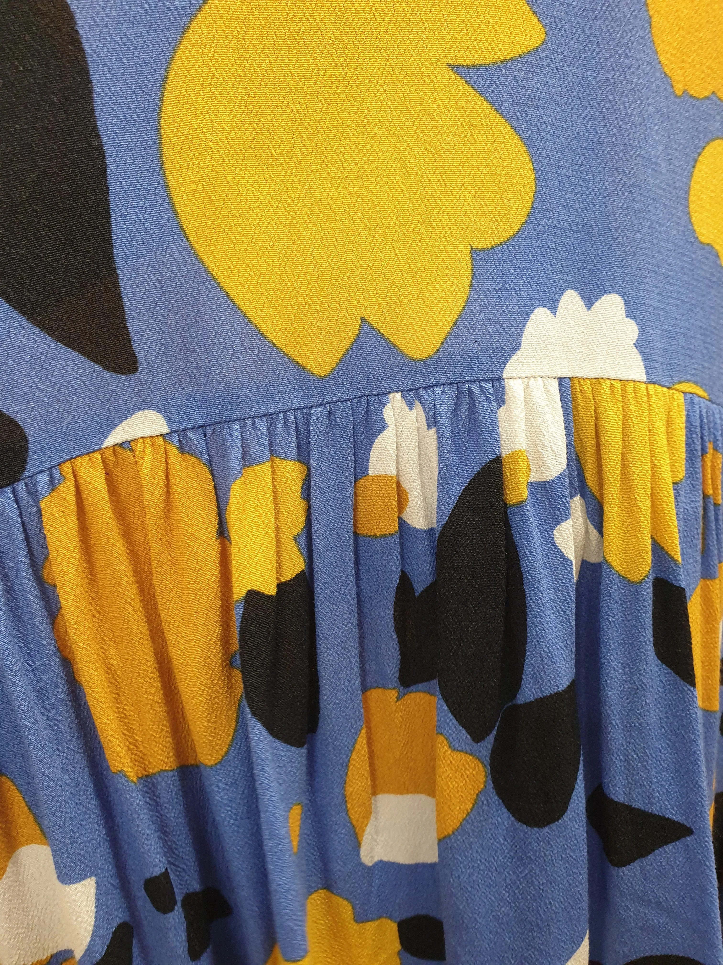 Mister Zimi blue and yellow print long sleeve dress size 8
