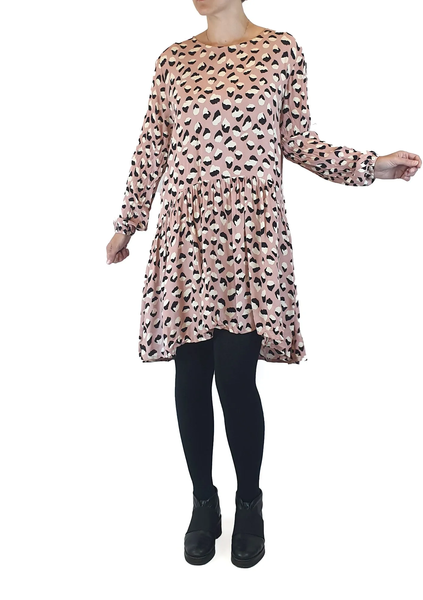 Mister Zimi pink animal print long sleeve dress size 8