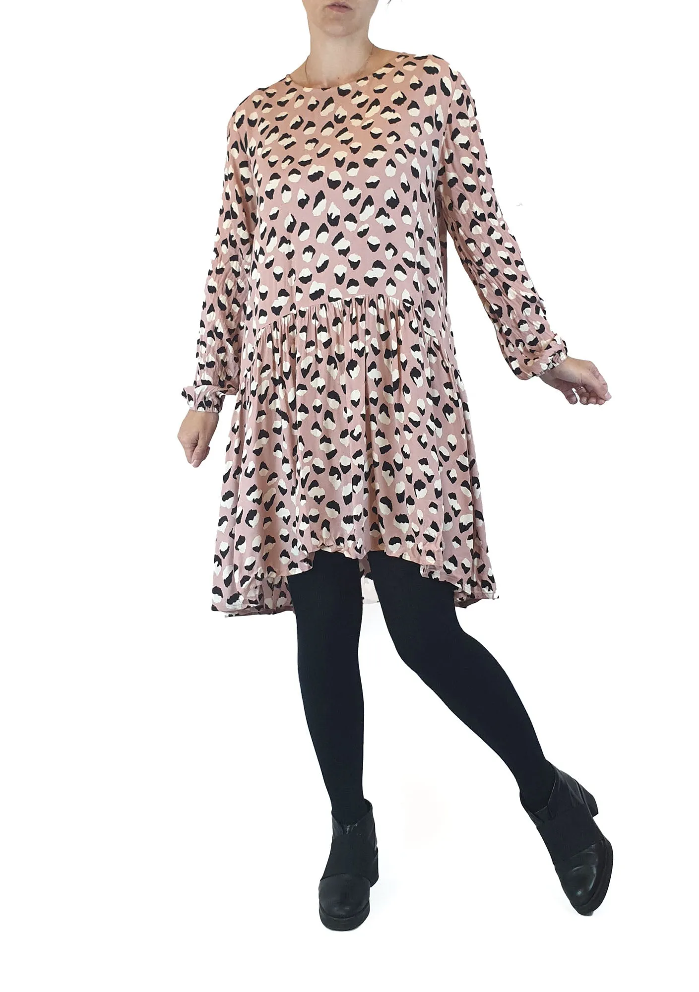 Mister Zimi pink animal print long sleeve dress size 8