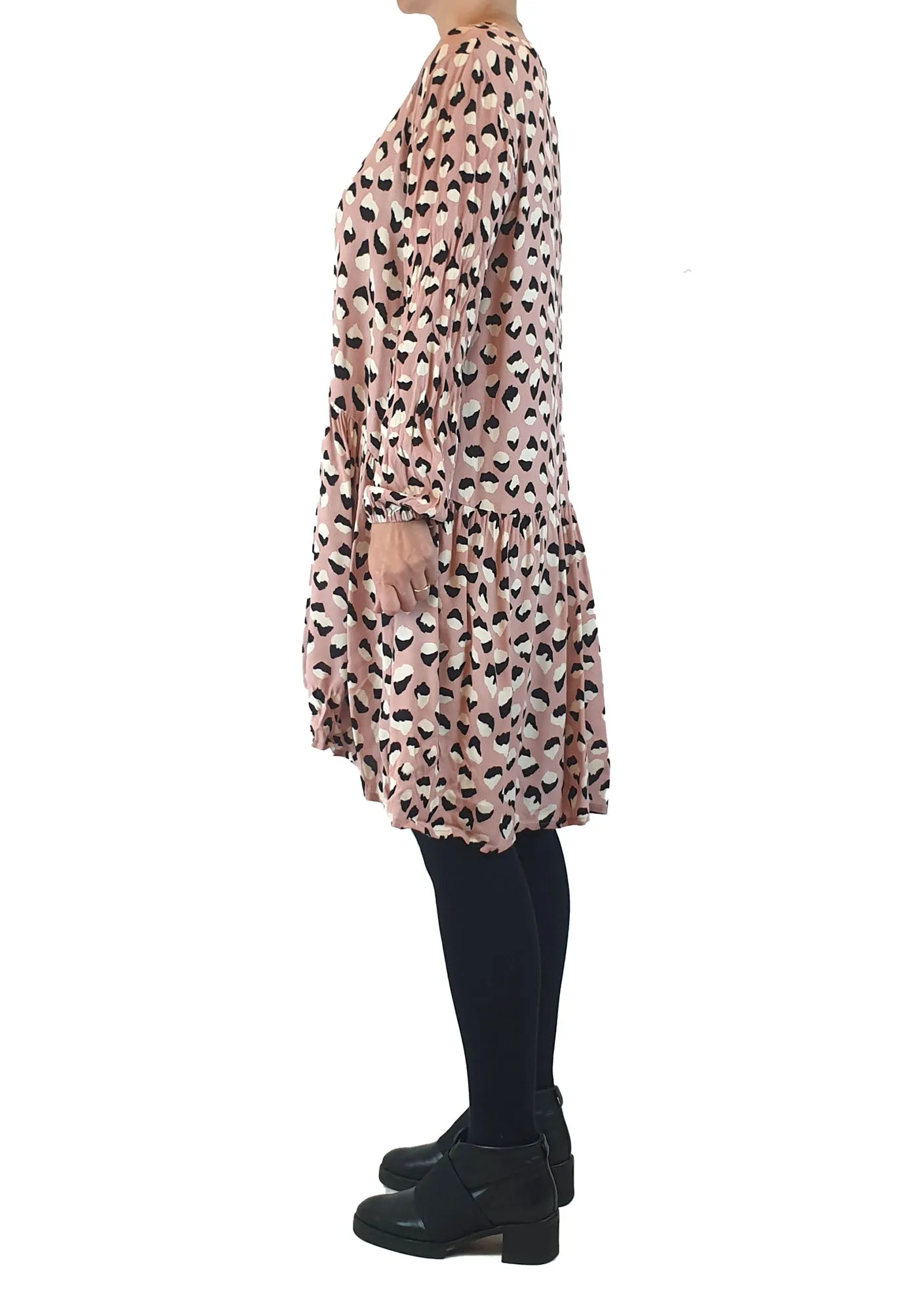 Mister Zimi pink animal print long sleeve dress size 8