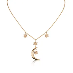 Moon and Stars rose gold necklace