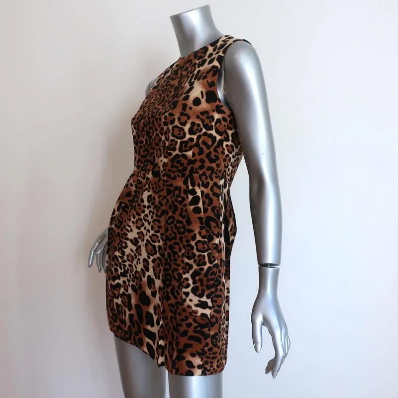 Nanette Lepore Dress Leopard Print Pleated Silk Size 2 Sleeveless Mini