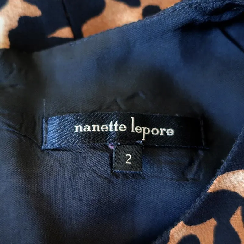 Nanette Lepore Dress Leopard Print Pleated Silk Size 2 Sleeveless Mini