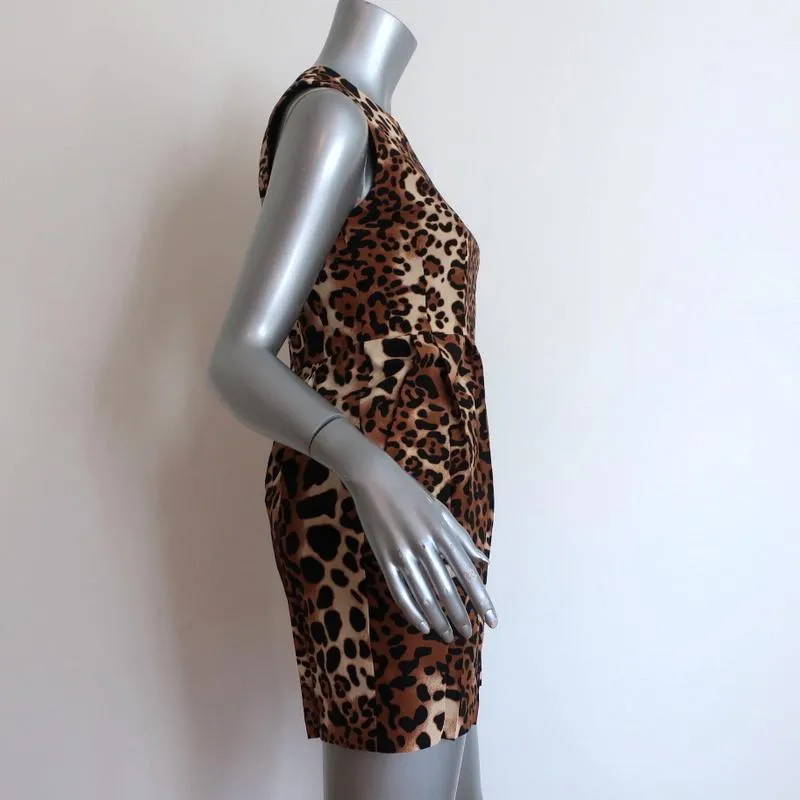 Nanette Lepore Dress Leopard Print Pleated Silk Size 2 Sleeveless Mini