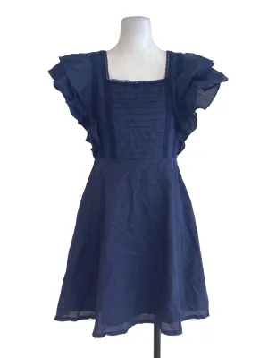 Navy Blue Haf Pleated Empire Dress