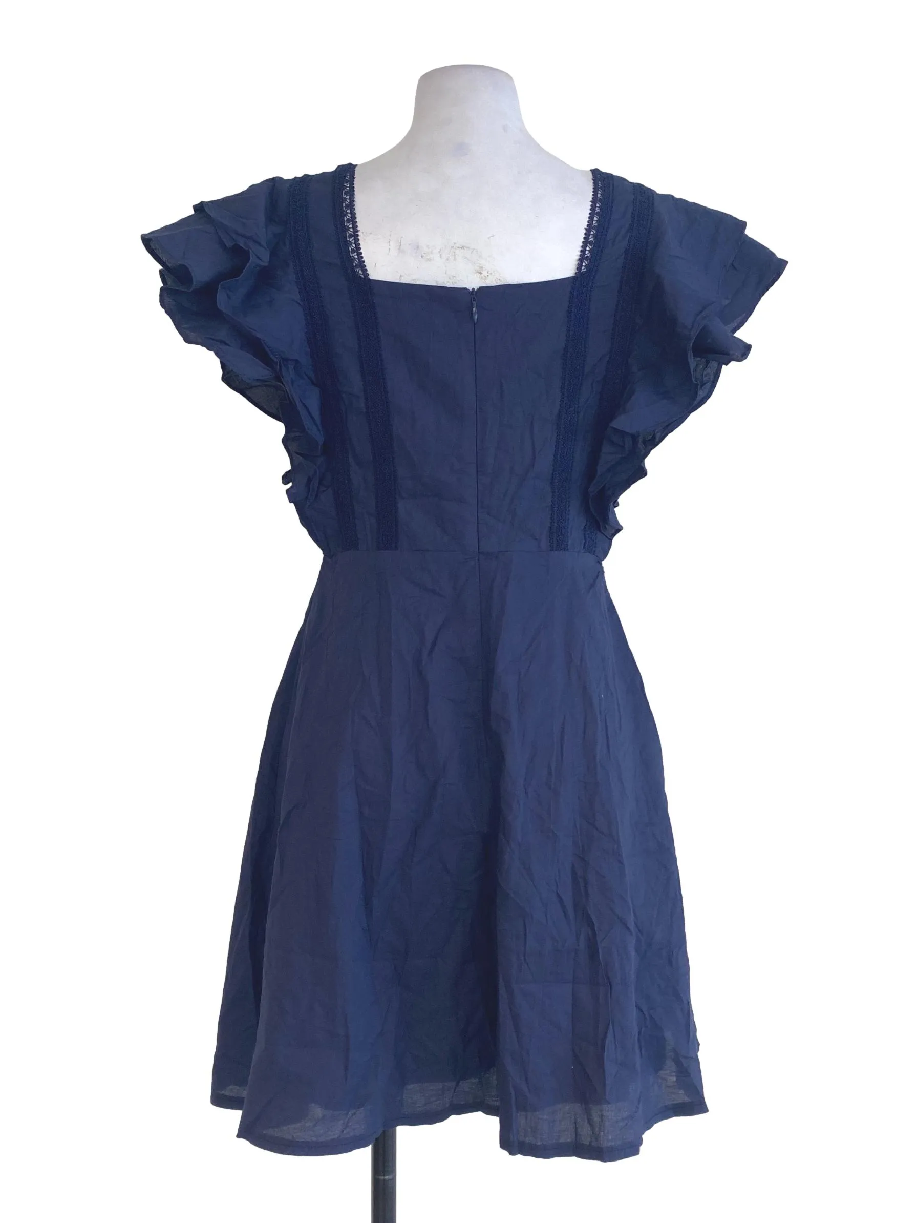 Navy Blue Haf Pleated Empire Dress