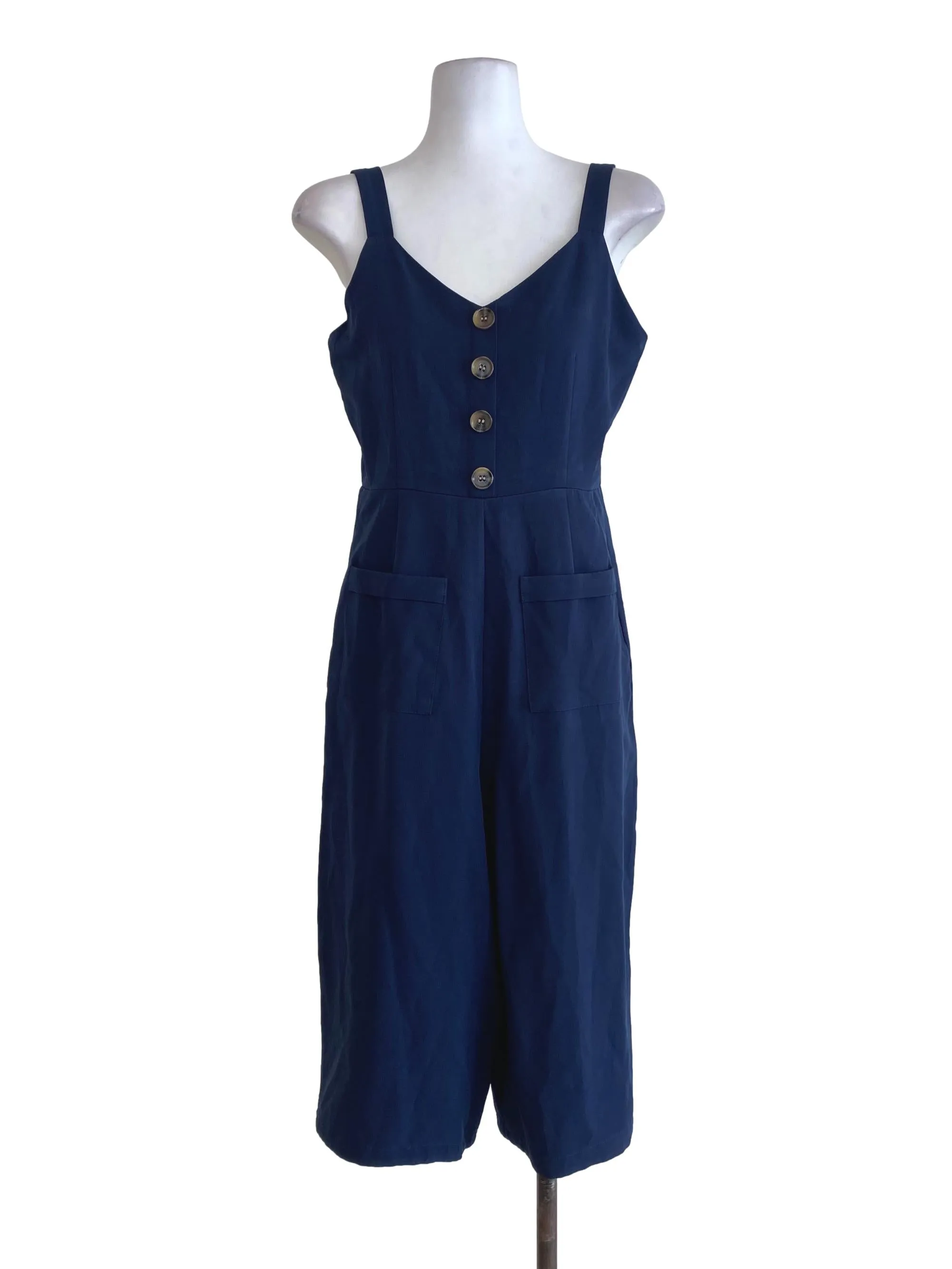 Navy Blue V Neck Jumpsuits