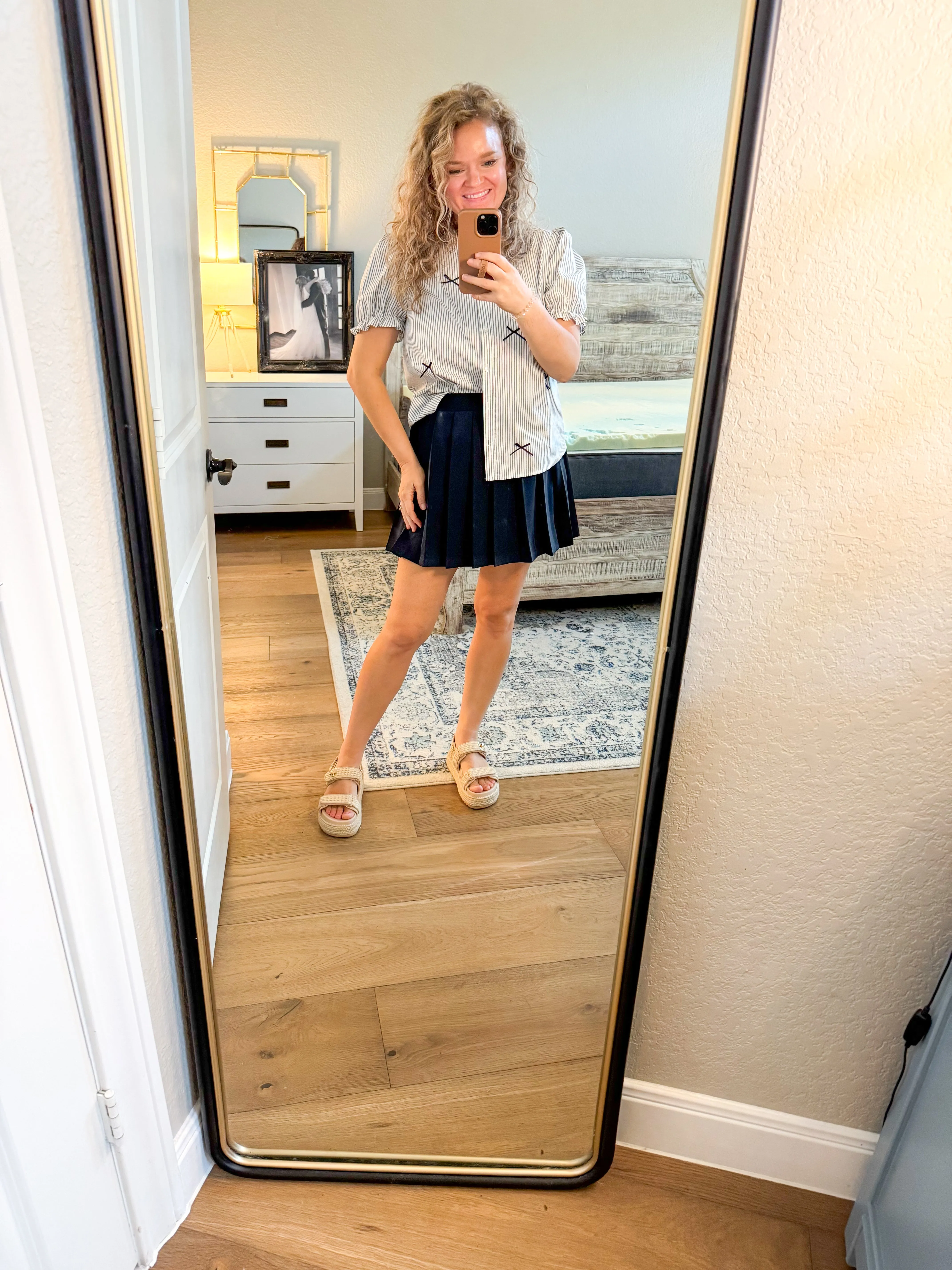 Navy Pleated Skort