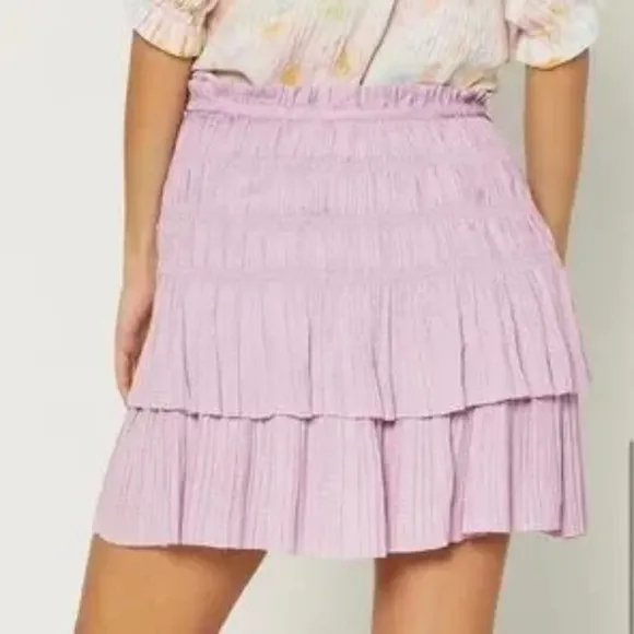 New Anthropologie Current Air Lavender Pleated Mini Skirt Size M | Item 2341