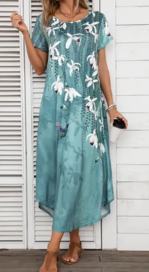 NEW Floral Print Pocket Turquoise Shift Dress Rosewe®, Sz XL, Fits Like a Large, Retails $76