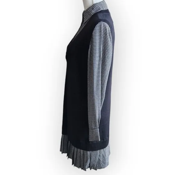 NEW!  Max Studio Black White Pleated Sweater Vest Mini Dress.  US Size XS.