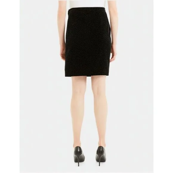 New! Theory Pleated Wrap Skirt in Dot Black Velvet, 4