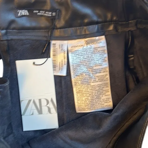 New Zara Faux Leather Pleated Mini Skirt  Belted Dark Academia Goth Style