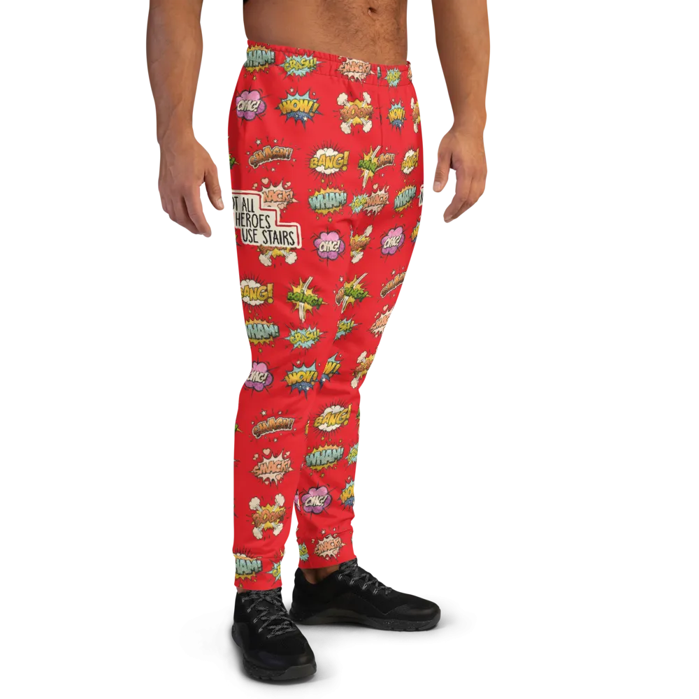 Not All Heroes Use Stairs (Men's Joggers) Comic Book Speech Bubbles Pattern