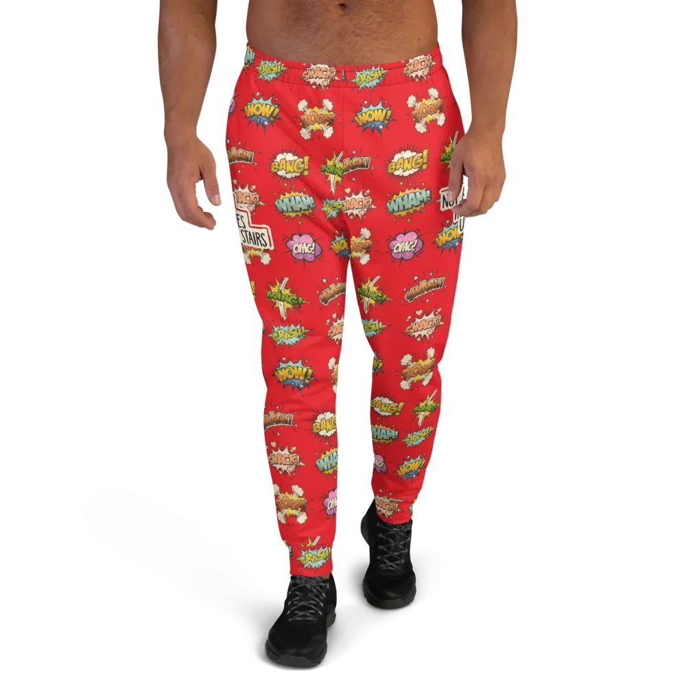 Not All Heroes Use Stairs (Men's Joggers) Comic Book Speech Bubbles Pattern